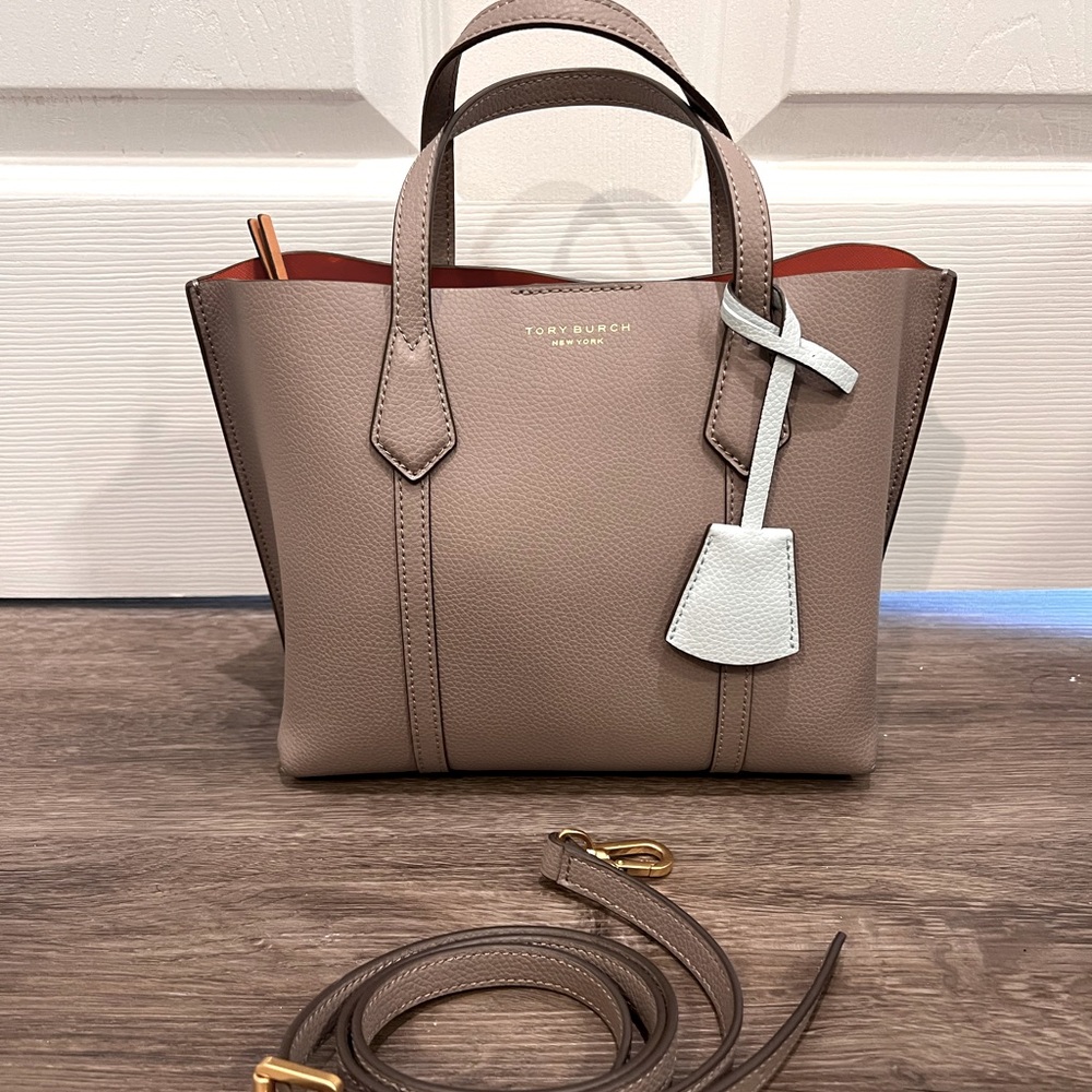 Tory Burch small Perry tote gray heron